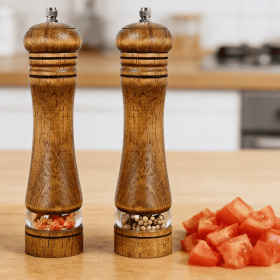 2pcs 8-inch wooden manual pepper grinder with adjustable roughness, kitchen seasoning tool, high-end texture for home use, holiday gift recommend