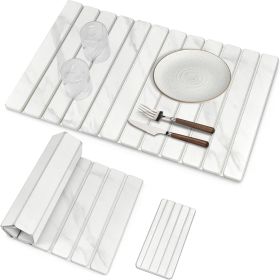 Foldable Stone Bath Mat, Non Slip Large Diatomaceous Shower Mat, Super Absorbent Quick Drying Stone Mat for Bathroom Kitchen Floor Counter Sink (Color: Texture Color)