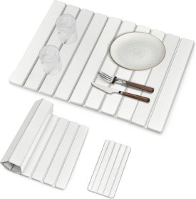 Foldable Stone Bath Mat, Non Slip Large Diatomaceous Shower Mat, Super Absorbent Quick Drying Stone Mat for Bathroom Kitchen Floor Counter Sink (Color: White)